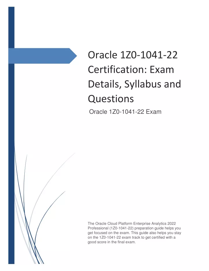 2025 Reliable 1z0-1041-22 Exam Blueprint | 1z0-1041-22 Test Discount & Practice Test Oracle Cloud Platform Enterprise Analytics 2022 Professional Pdf