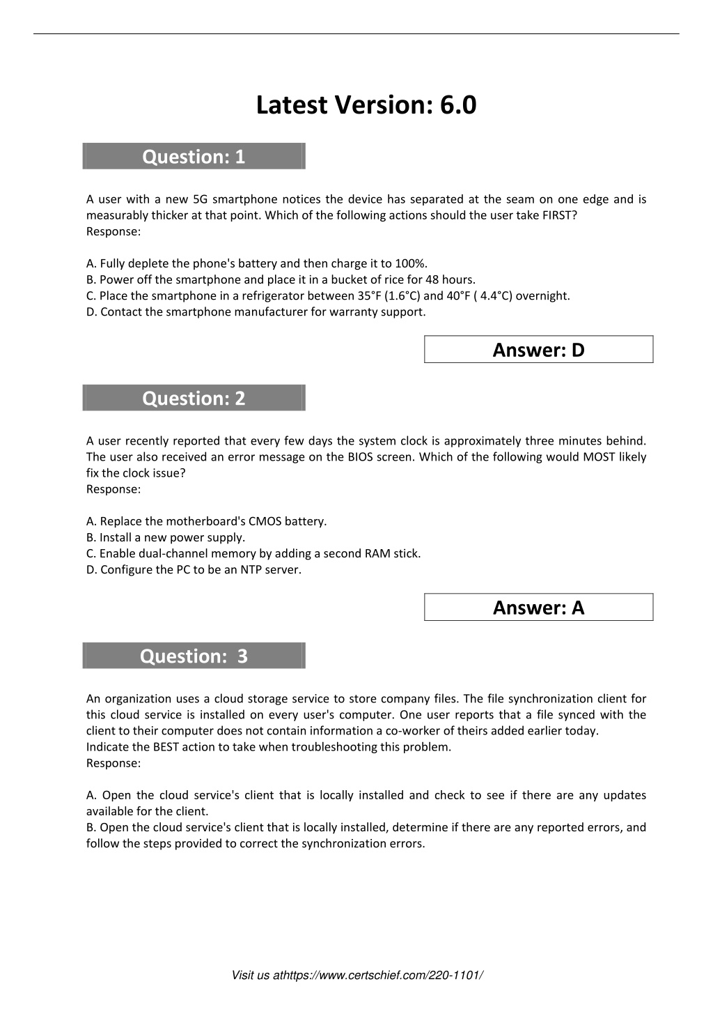 Valid 220-1101 Exam Camp Pdf - 220-1101 Answers Real Questions