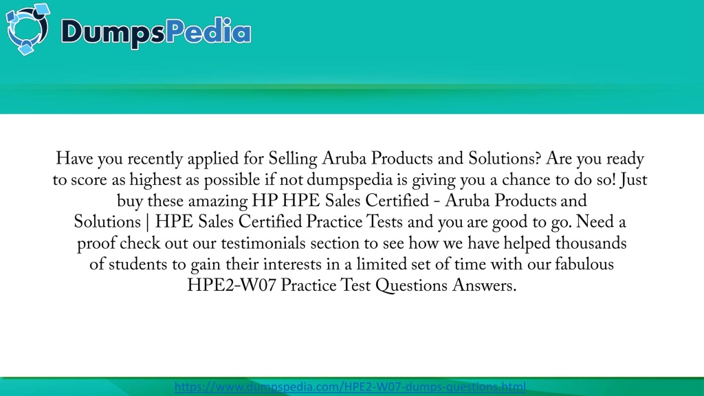 HP New HPE2-W07 Test Tips - New HPE2-W07 Test Papers