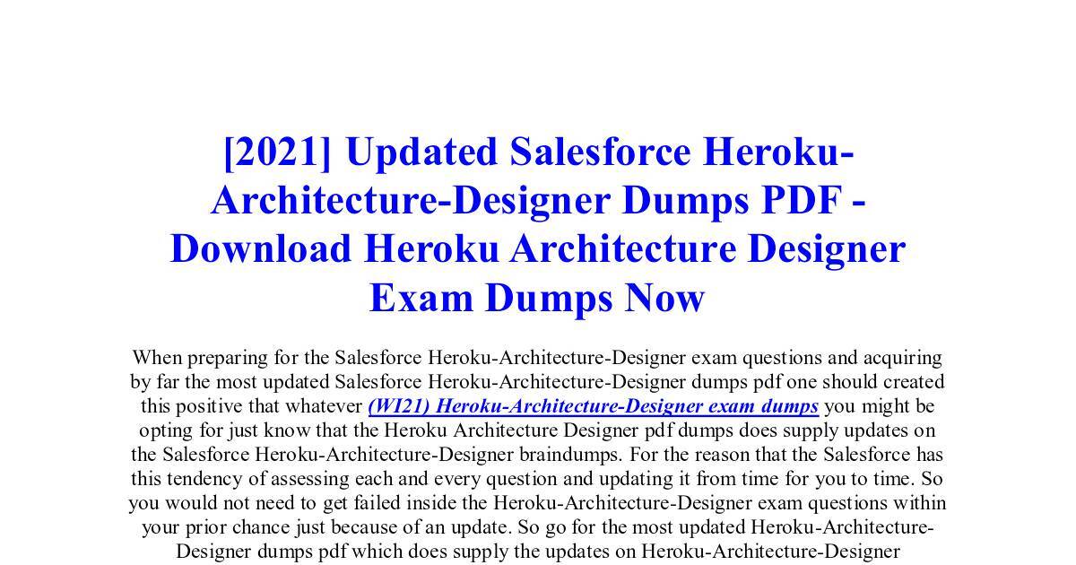 Salesforce Heroku-Architect New Dumps Book | Heroku-Architect Certified & Heroku-Architect Practice Exam Online