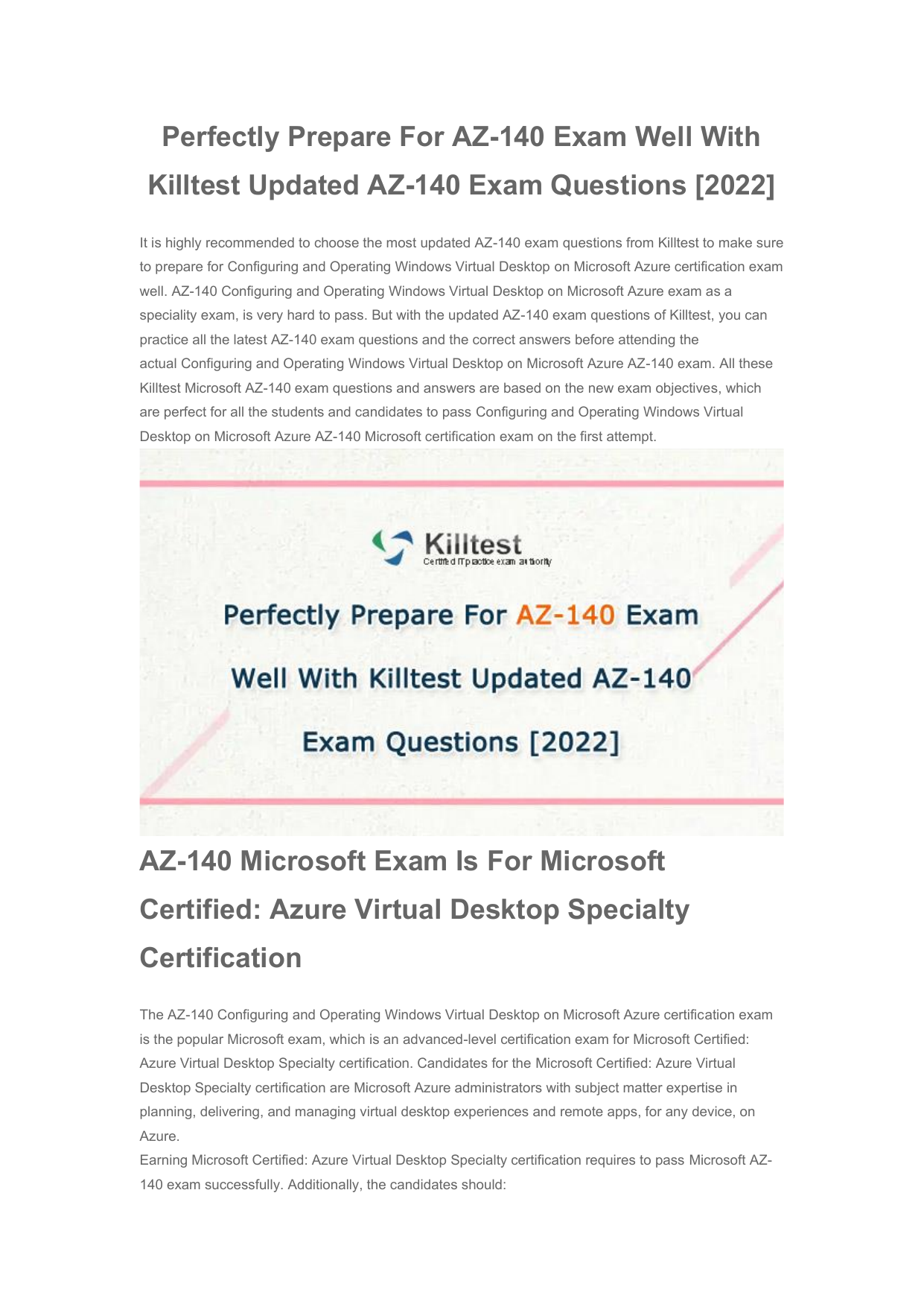 Reliable AZ-140 Dumps Questions | Microsoft AZ-140 Exam Certification Cost