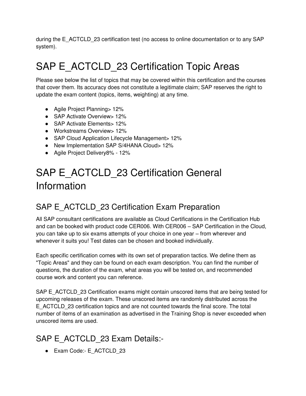 Exam E_ACTCLD_23 Bible & E_ACTCLD_23 New Test Bootcamp - Valid E_ACTCLD_23 Exam Experience