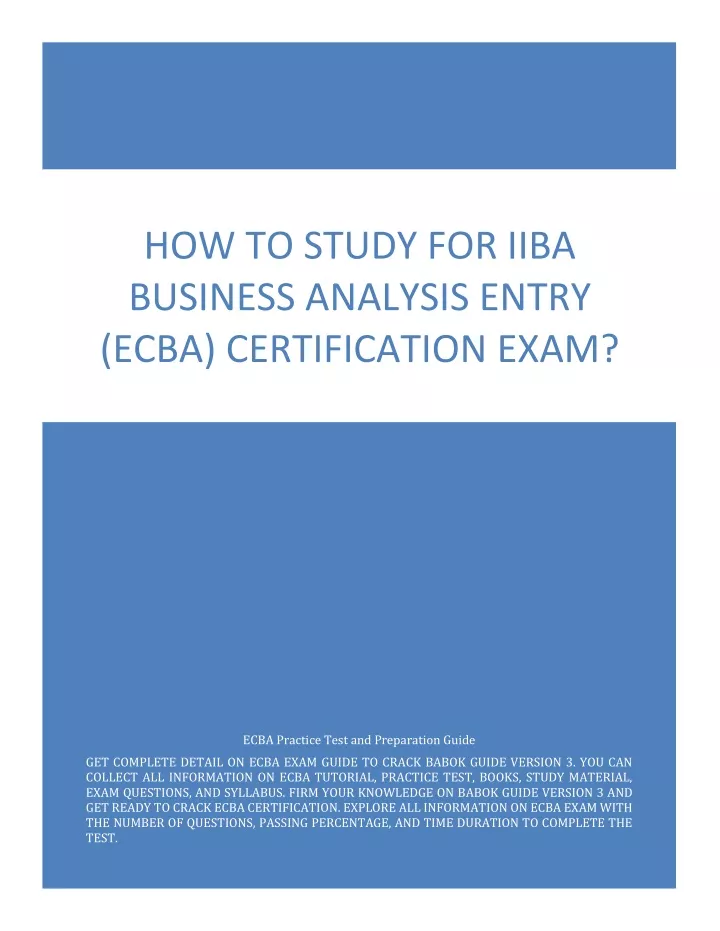 2024 Reliable ECBA Exam Preparation | Detailed ECBA Study Dumps