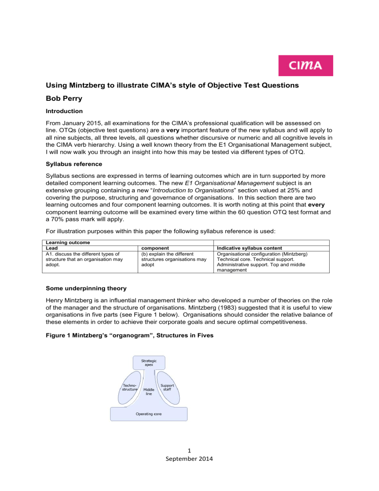 Latest E1 Test Objectives | CIMA E1 New Study Notes