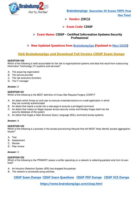 New CISSP Braindumps Free - CISSP Practice Exam Online