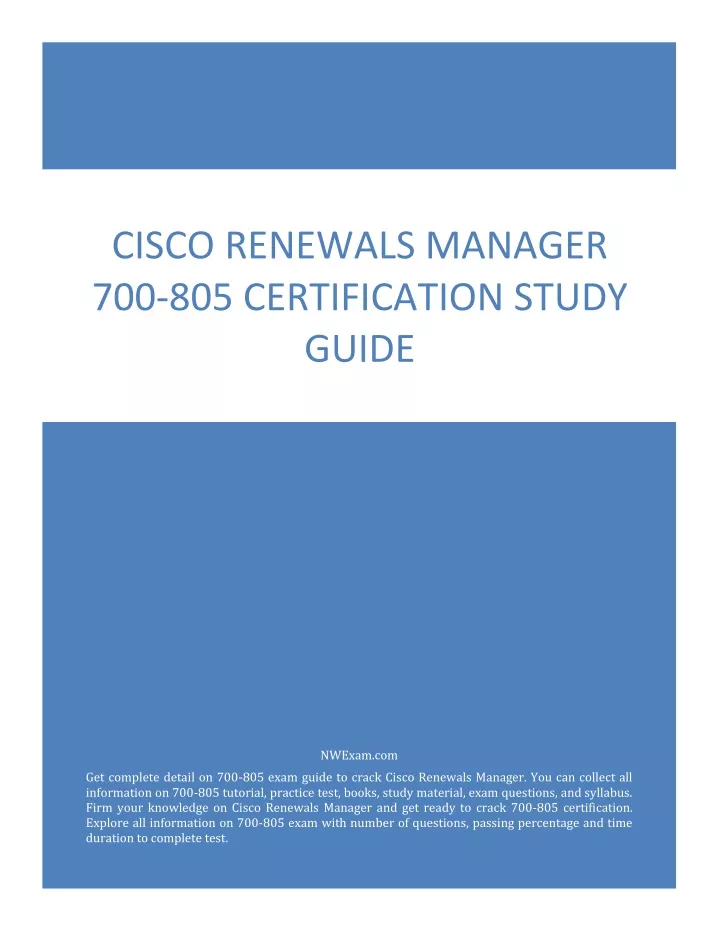 Pass4sure 700-805 Study Materials, Cisco Actual 700-805 Test Answers