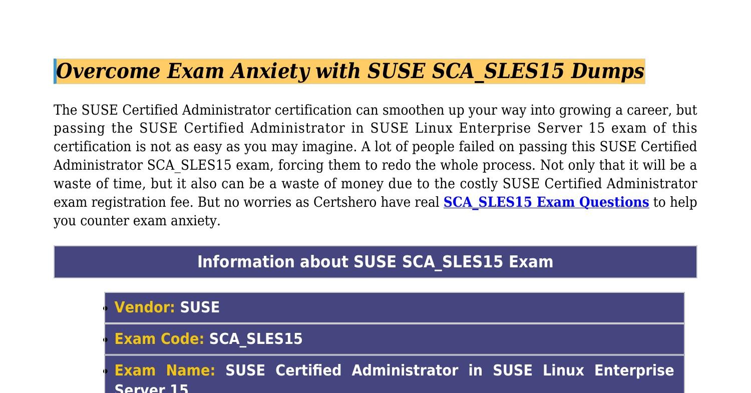 Online SCA_SLES15 Bootcamps | Exam SCA_SLES15 Topics & Latest SCA_SLES15 Test Dumps