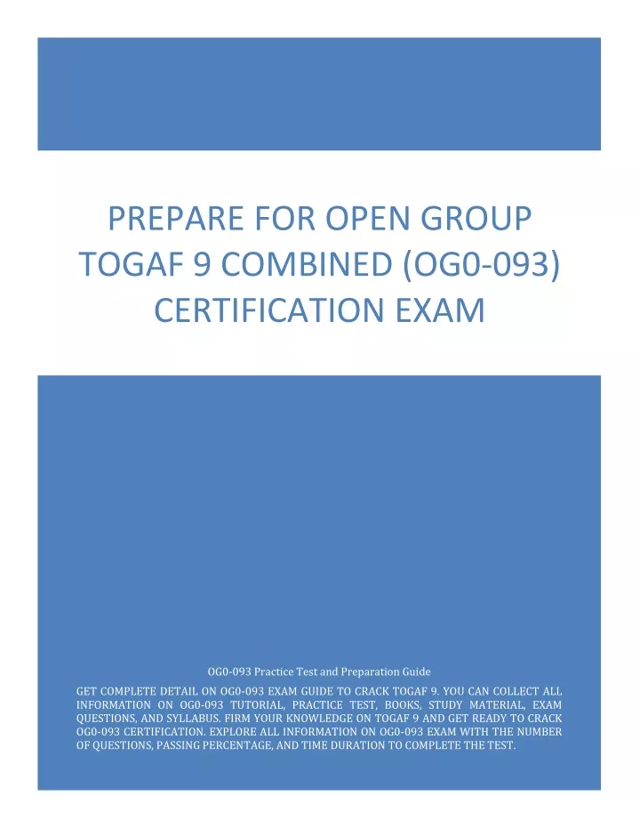 Free OG0-093 Pdf Guide, The Open Group Certification OG0-093 Test Answers