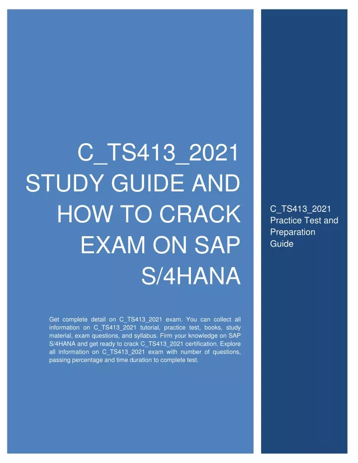 SAP Question C-TS413-2021 Explanations & Free C-TS413-2021 Dumps