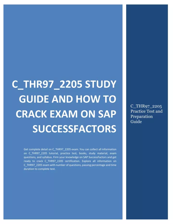 Reliable C-THR85-2205 Test Labs, SAP C-THR85-2205 Exam Cram Questions