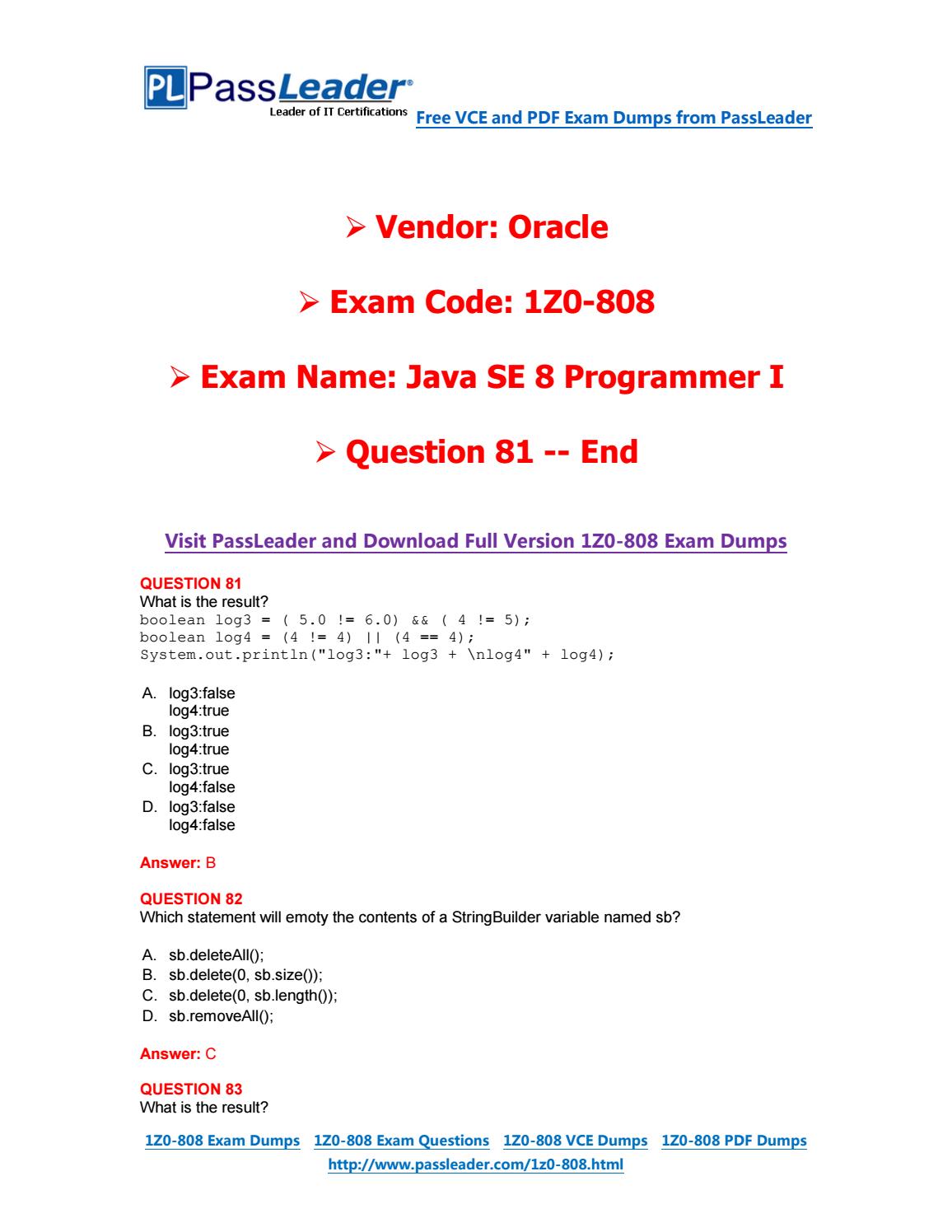 1z1-808 Latest Exam Cost | Oracle 1z1-808 Dumps Questions