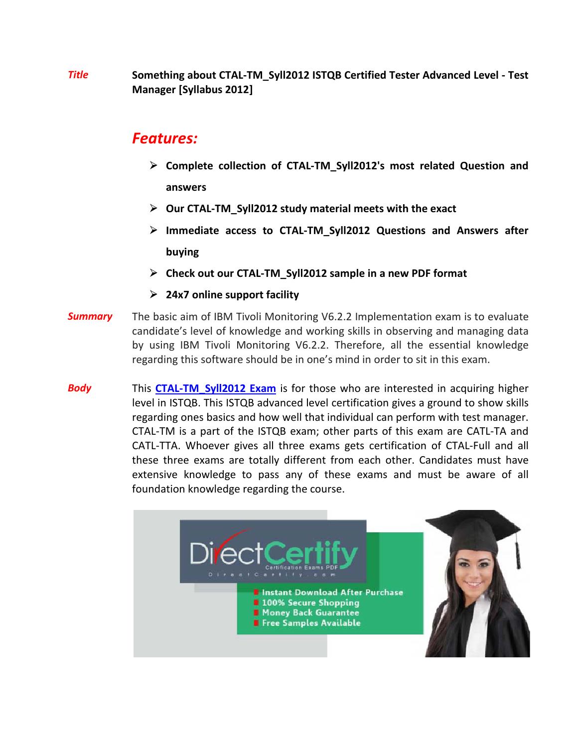 Valid Test CTAL-TM_Syll2012 Tutorial | Answers CTAL-TM_Syll2012 Real Questions