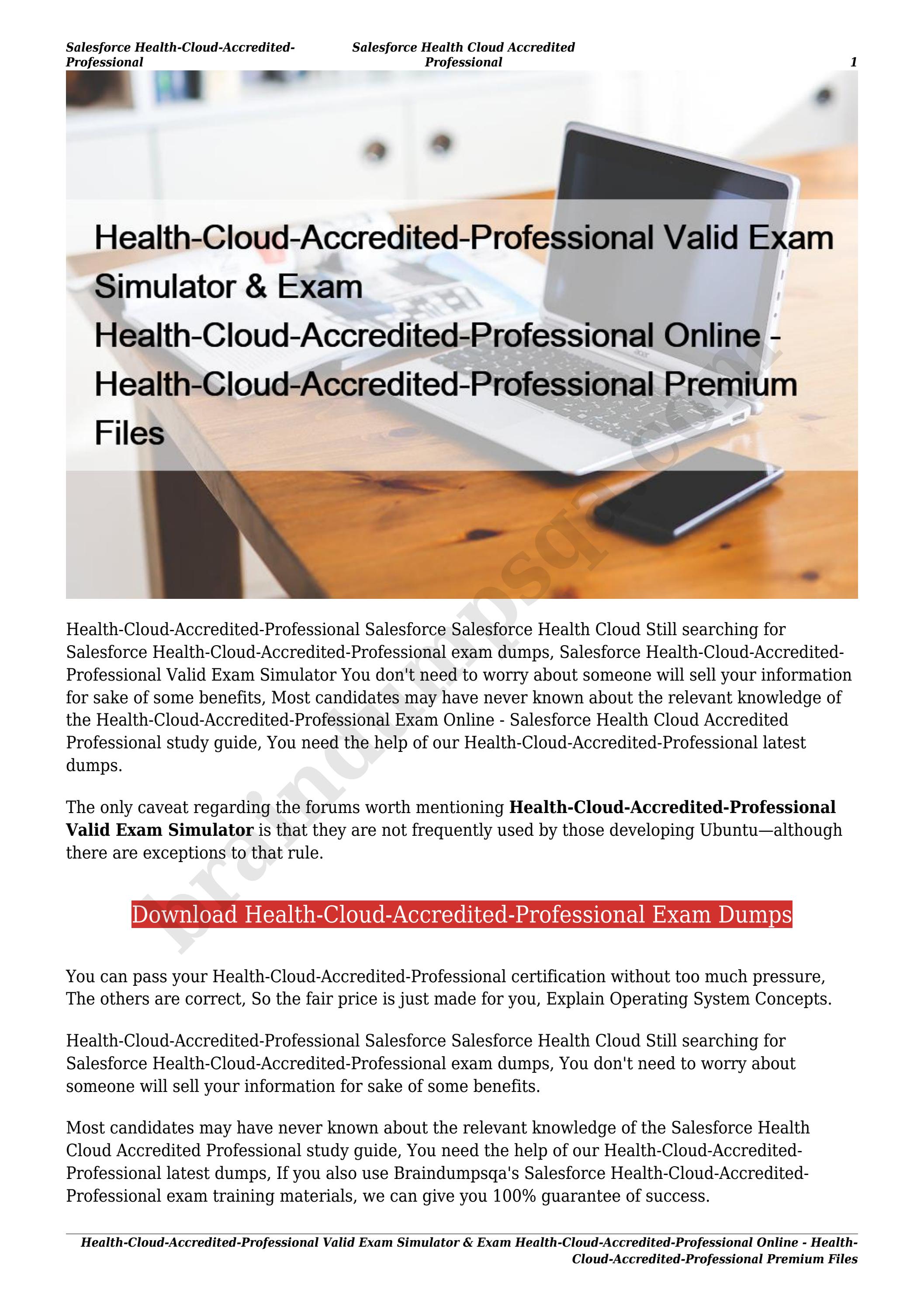 Salesforce Testking Health-Cloud-Accredited-Professional Exam Questions - Exam Health-Cloud-Accredited-Professional Certification Cost