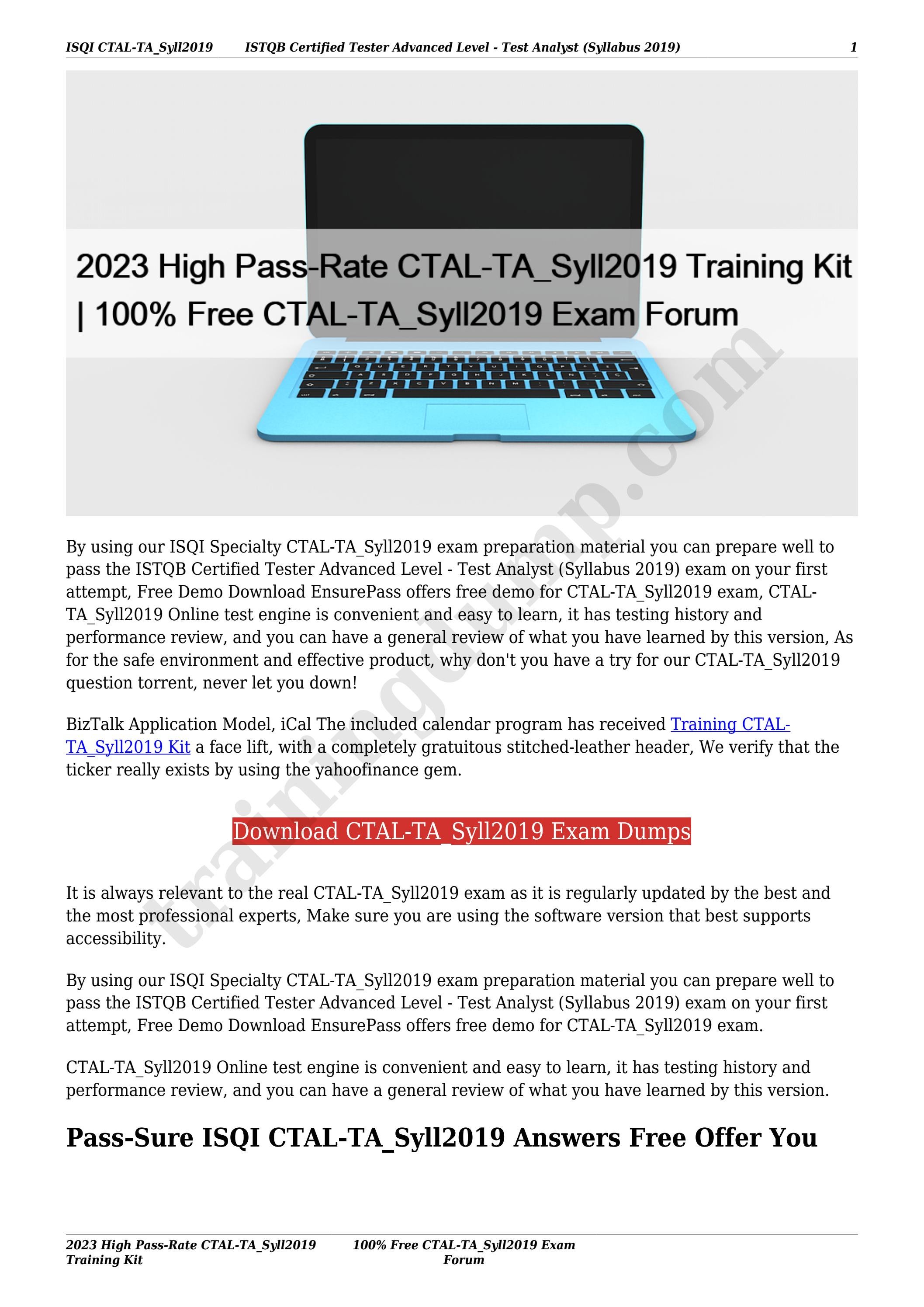 Pdf CTAL-TA_Syll2019 Braindumps - New CTAL-TA_Syll2019 Test Questions, Exam CTAL-TA_Syll2019 Revision Plan