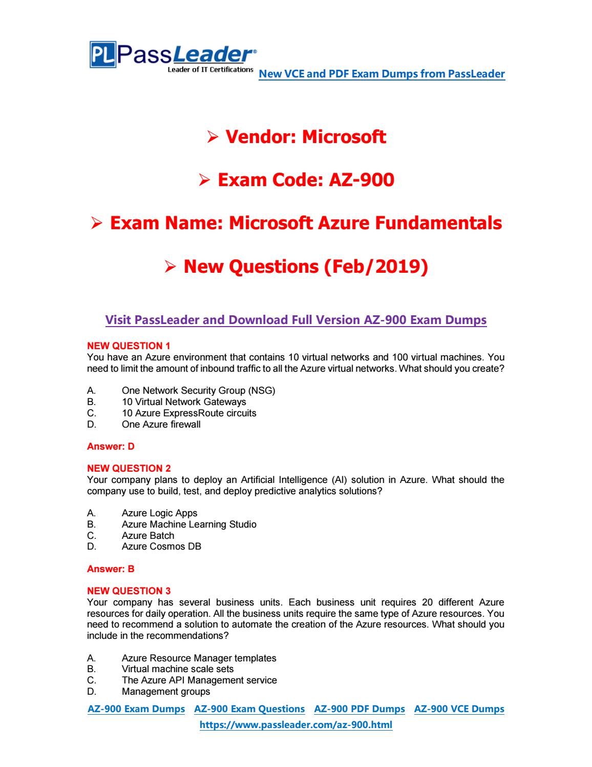 AZ-900 Practice Test Engine - Microsoft AZ-900 Passguide