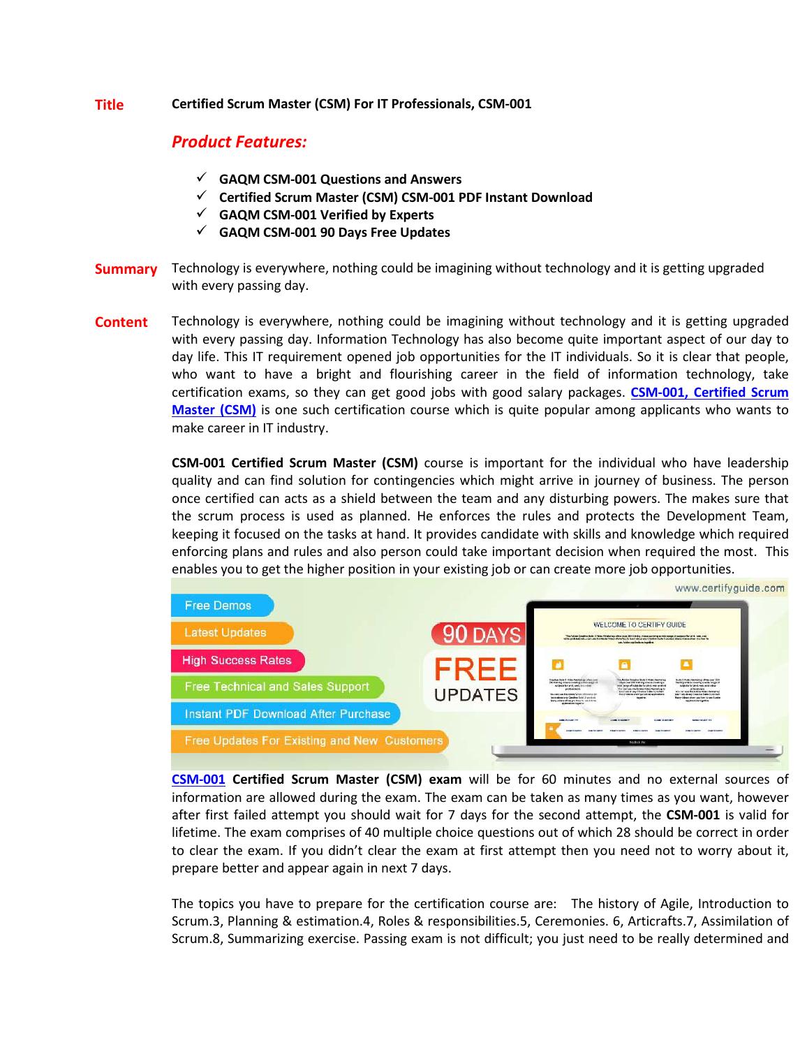 Exam CSCM-001 Vce Format - Best CSCM-001 Preparation Materials