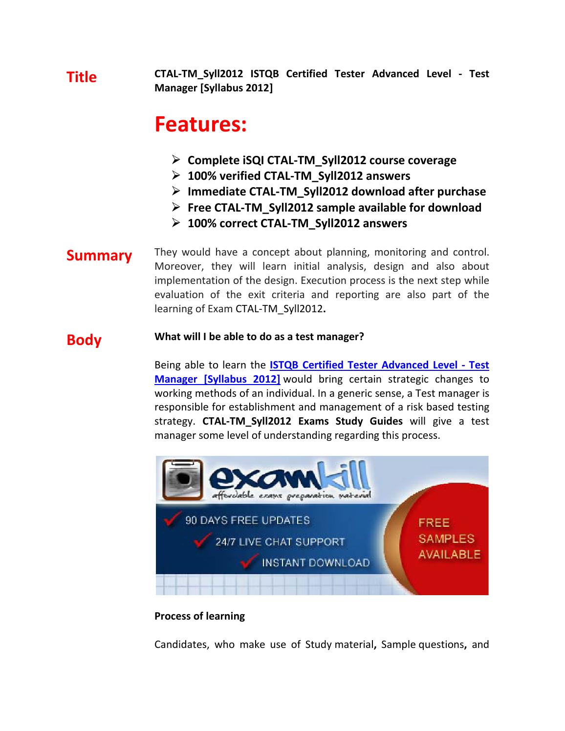 CTAL-TM Valid Exam Vce, ISQI Reliable CTAL-TM Exam Test