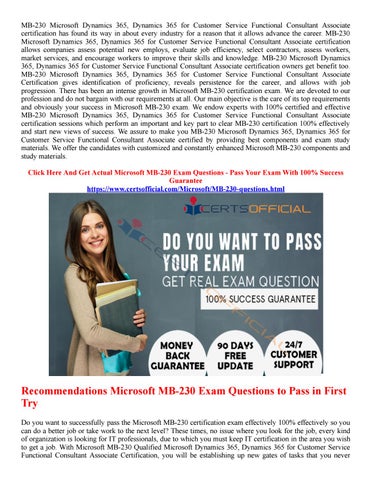 Microsoft Exam MB-230 Questions Fee - MB-230 Free Practice Exams