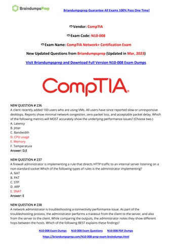 Hot N10-008 Spot Questions - CompTIA N10-008 Real Question