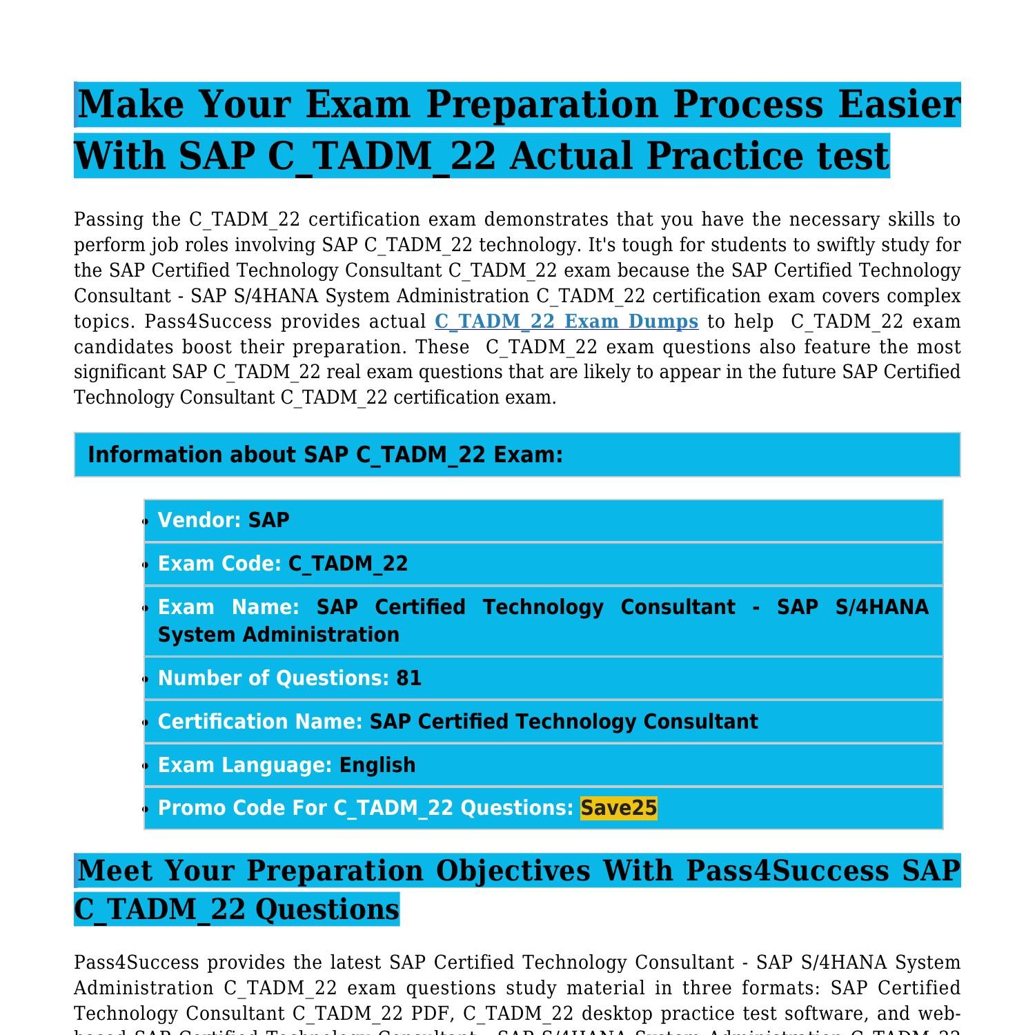 Formal C-TADM-22 Test - SAP Valid Test C-TADM-22 Bootcamp