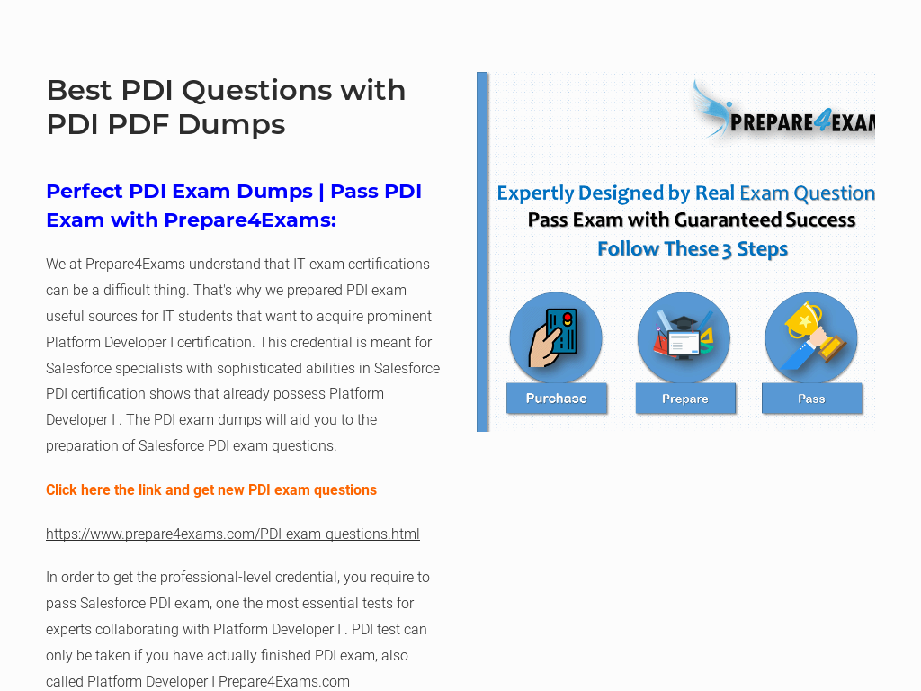 Salesforce PDI Visual Cert Exam | PDI Pass4sure Exam Prep