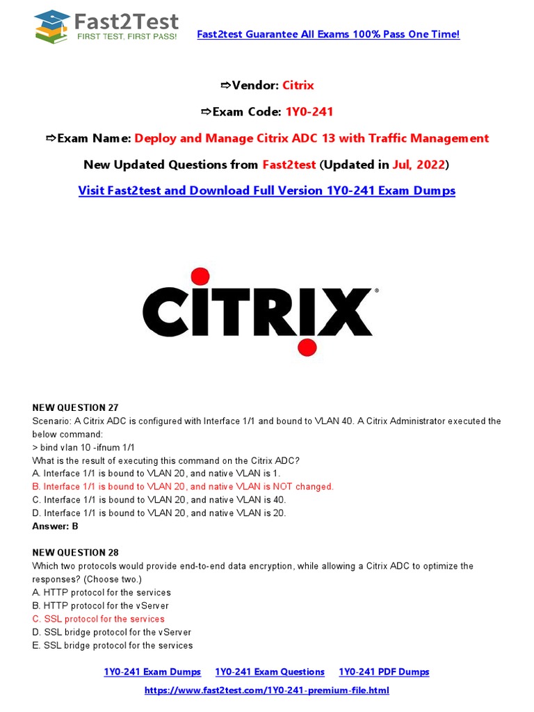 Citrix 1Y0-241 Reliable Exam Preparation, 1Y0-241 Pdf Torrent