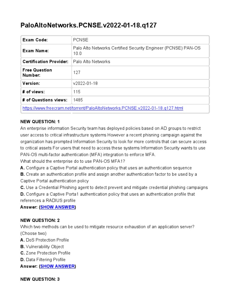 PCNSE Question Explanations | Palo Alto Networks Reliable PCNSE Test Review