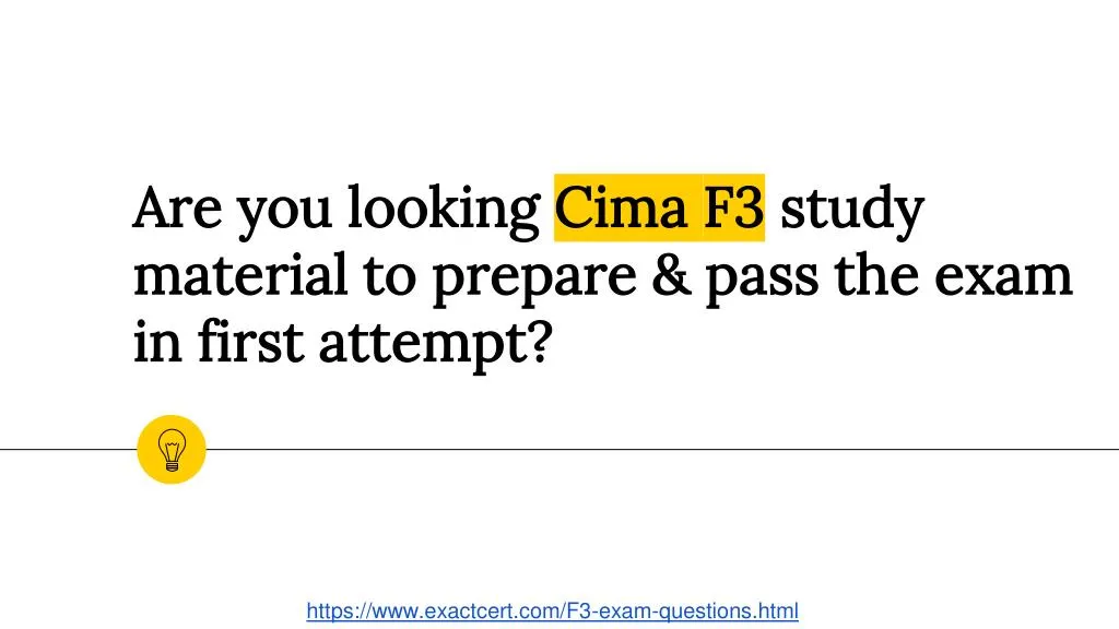 CIMA F3 Study Guide & Valid F3 Test Practice