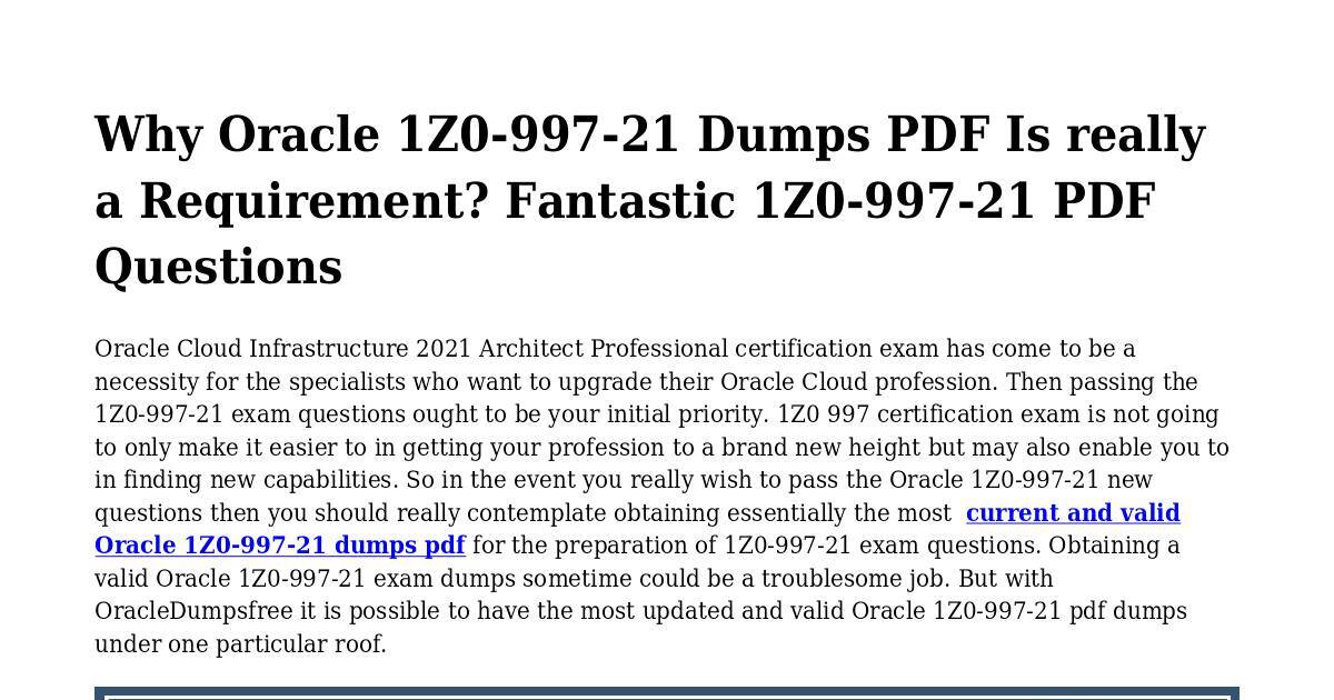 Oracle Questions 1z0-997-22 Exam | 1z0-997-22 Top Questions & Reliable 1z0-997-22 Dumps Pdf