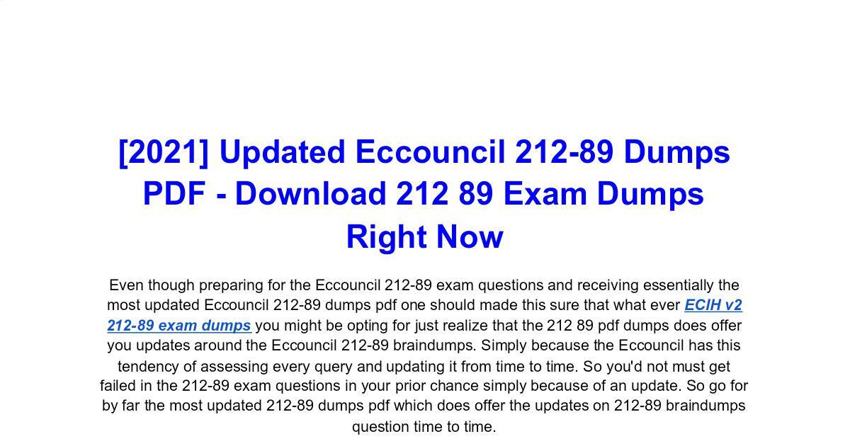 Practice 212-89 Exam Pdf | EC-COUNCIL 212-89 Exam Questions Vce