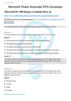 PL-500 Official Practice Test - Sample PL-500 Questions Pdf