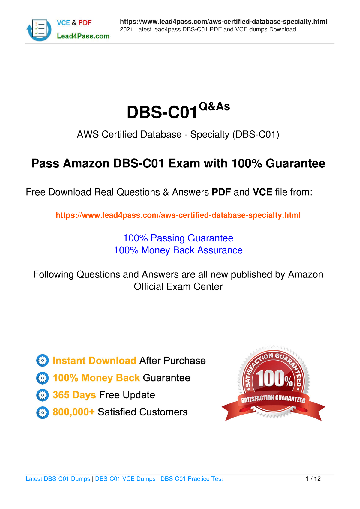 AWS-Certified-Database-Specialty Latest Exam Cram & Guaranteed AWS-Certified-Database-Specialty Questions Answers