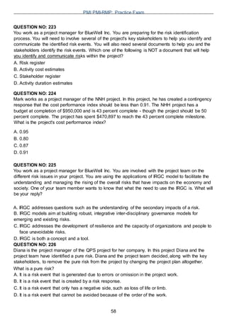 Detailed PMI-RMP Study Plan - PMI-RMP Exam Sample Questions