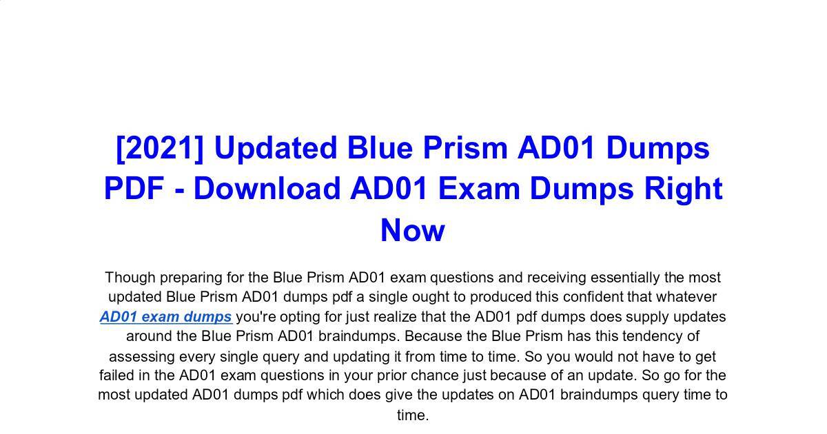 AD01 Test Papers, Blue Prism 100% AD01 Accuracy | AD01 Pass Exam