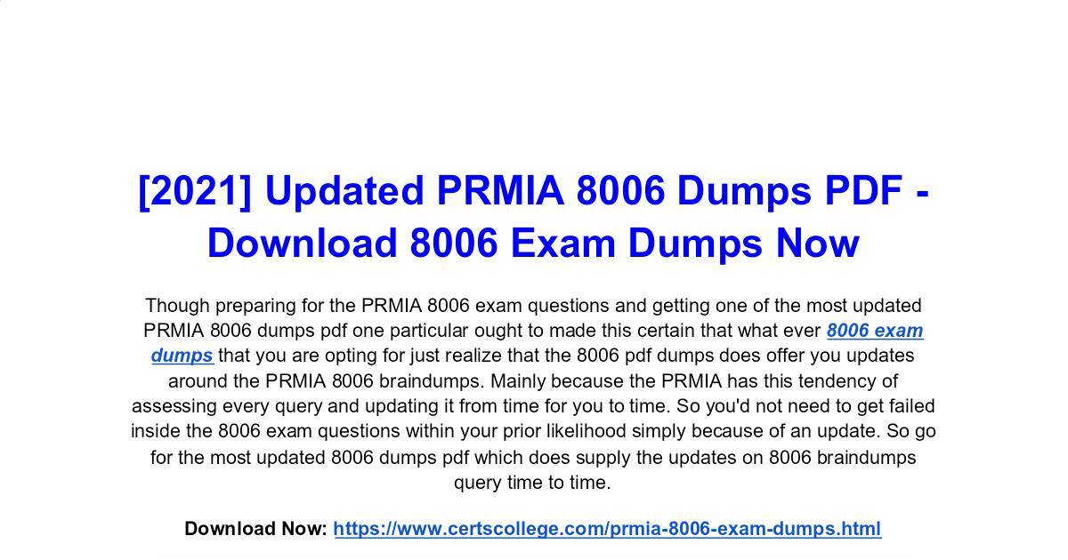 PRMIA 8011 Reliable Test Materials, Study 8011 Test