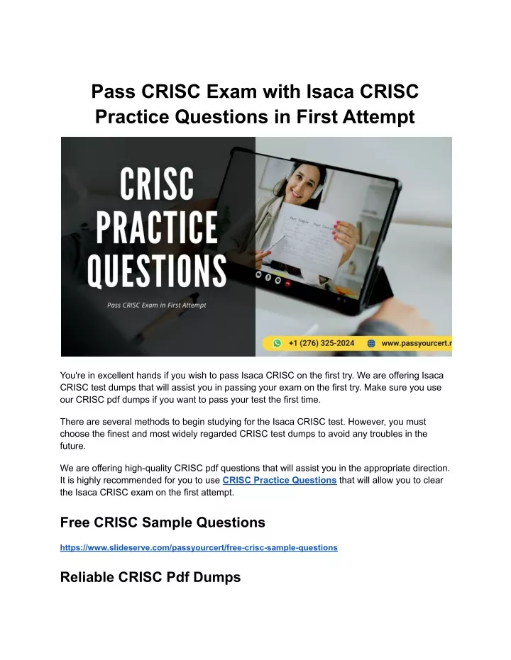 2024 Exam CRISC Experience | Dumps CRISC Discount & Latest Certified in Risk and Information Systems Control Study Guide