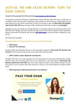 Reliable MS-100 Exam Question & MS-100 Test Dumps Pdf - Updated MS-100 Test Cram