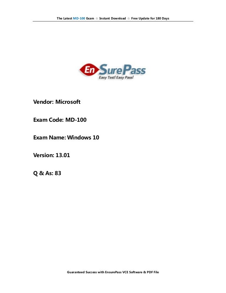 MD-100 Passleader Review - Microsoft MD-100 Exam Papers