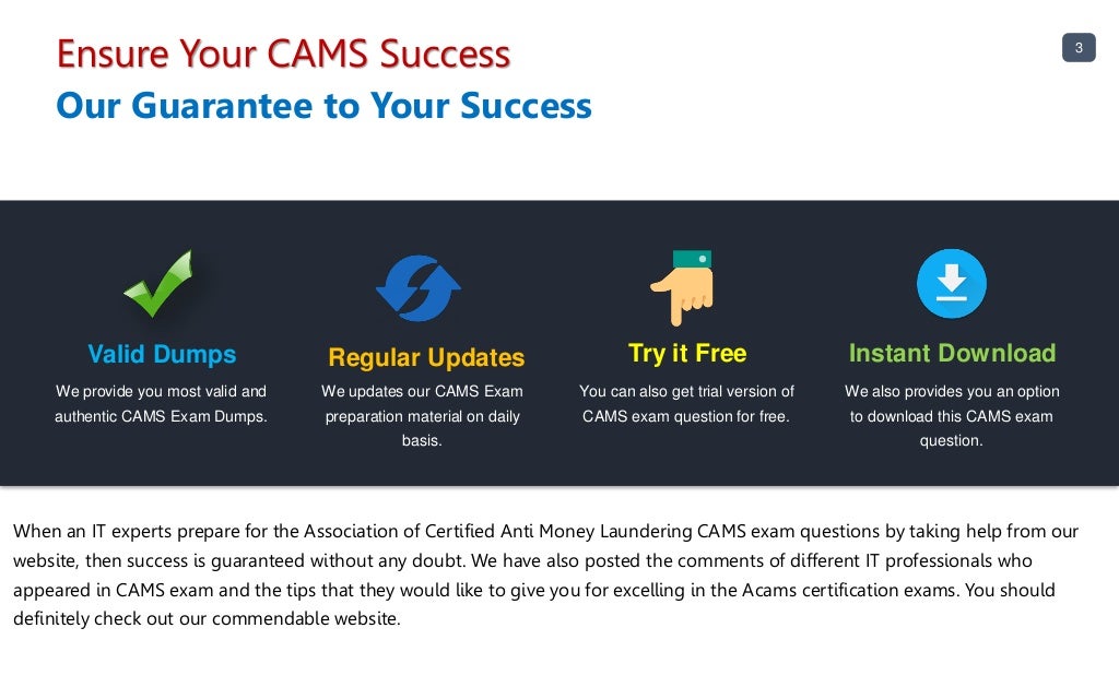 New CAMS Exam Pass4sure - ACAMS CAMS Valid Vce, Latest CAMS Test Answers