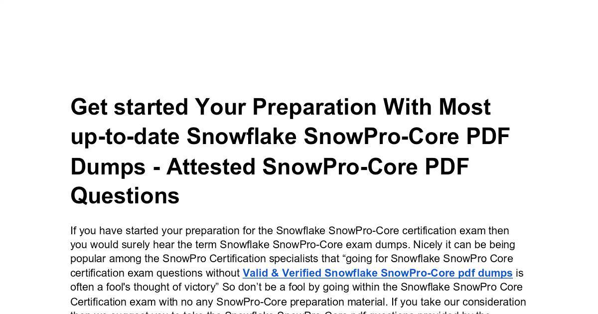 SnowPro-Core Valid Test Test - Dump SnowPro-Core Collection, Training SnowPro-Core Kit