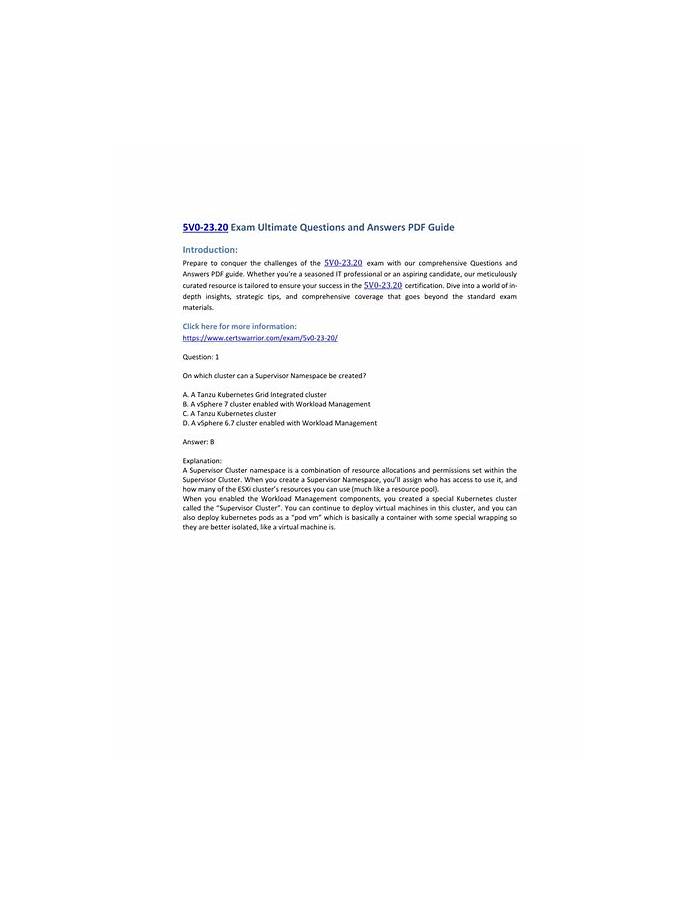 Study 5V0-23.20 Demo - VMware 5V0-23.20 Reliable Test Answers