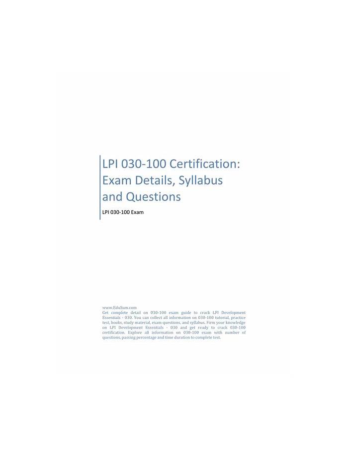 Valid Test 030-100 Format - Lpi 030-100 Reliable Exam Labs