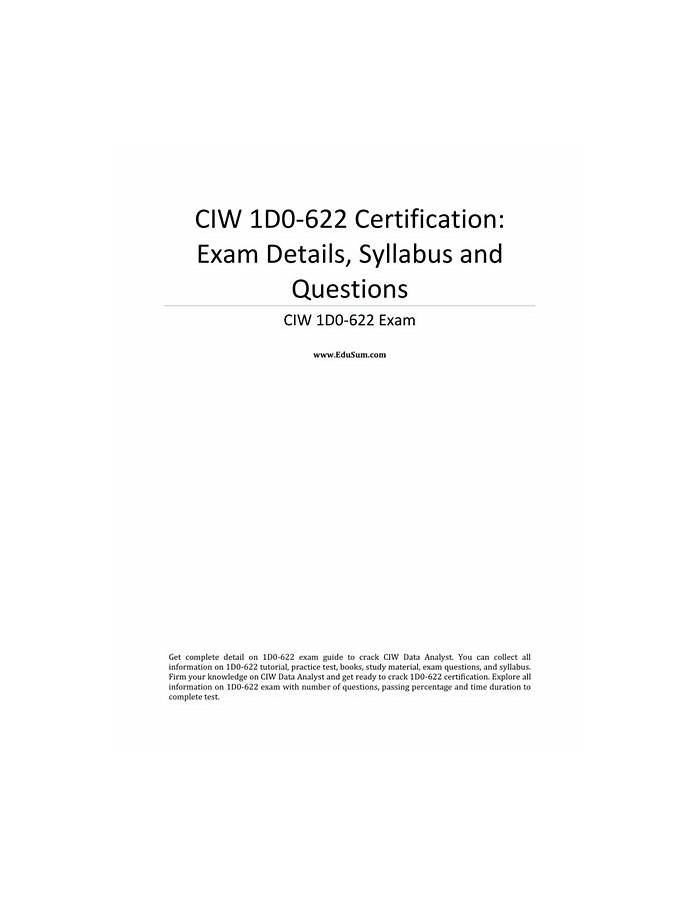 CIW Reliable 1D0-622 Test Pass4sure, 1D0-622 Reliable Exam Voucher