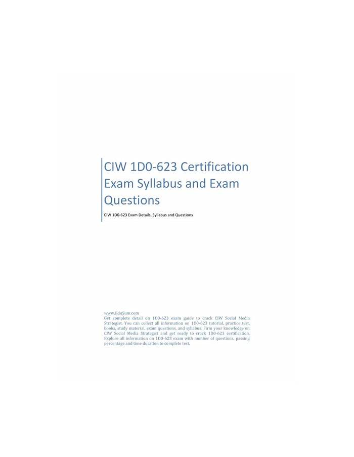 2024 1D0-623 Dump Collection - 1D0-623 Updated Test Cram, CIW Social Media Specialist Exam Quick Prep