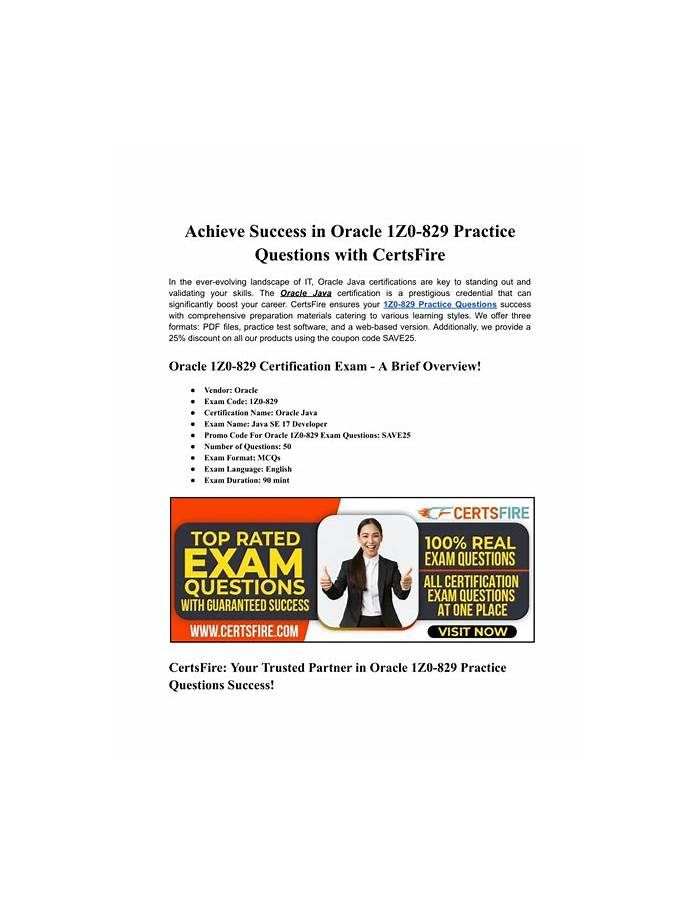 Oracle Valid 1Z0-829 Test Duration - 1Z0-829 Certification Sample Questions