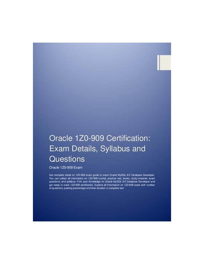 2024 1Z0-909 Training Material & Exam 1Z0-909 Assessment - MySQL 8.0 Database Developer Latest Test Simulator