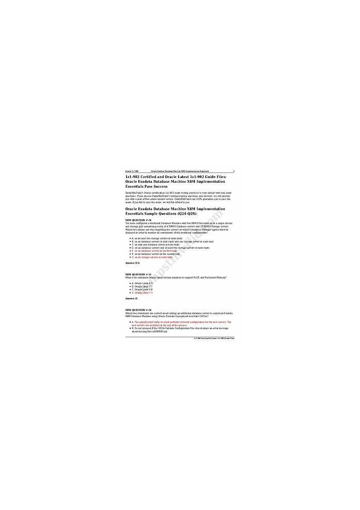 Real 1z1-902 Questions & Vce 1z1-902 Files - Exam Oracle Exadata Database Machine X8M Implementation Essentials Testking