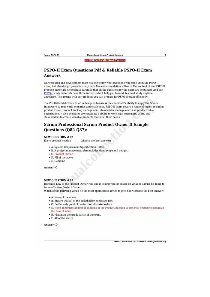 Scrum New PSPO-II Study Guide & Test PSPO-II Objectives Pdf