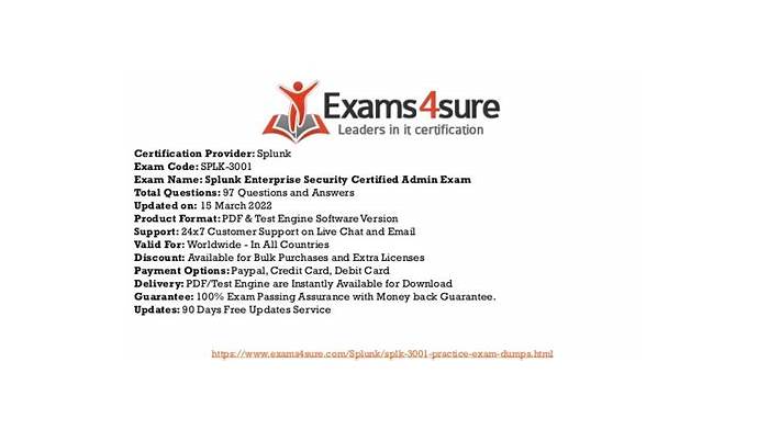 Exam SPLK-3001 Quizzes - Exam Dumps SPLK-3001 Pdf, Exam Splunk Enterprise Security Certified Admin Exam Price