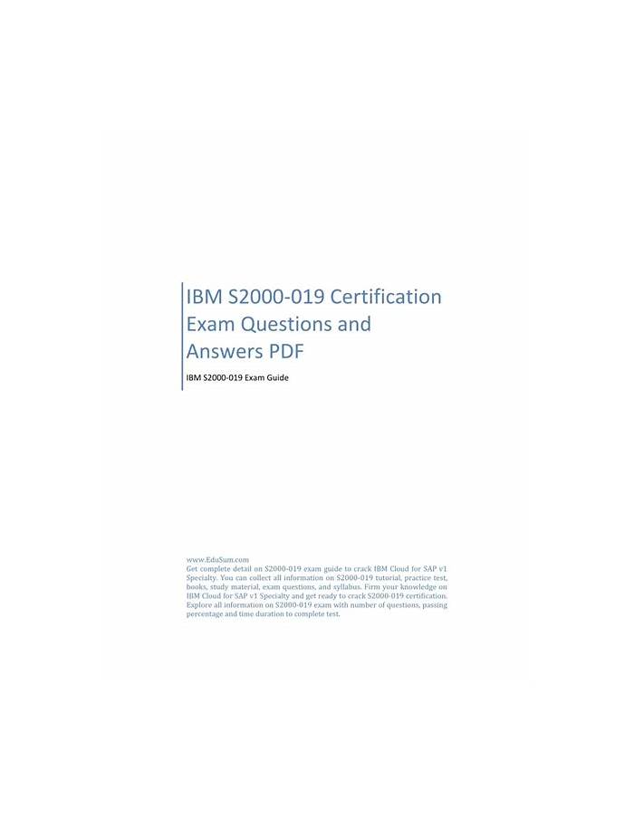 S2000-019 Exam Pass4sure & IBM Latest S2000-019 Version